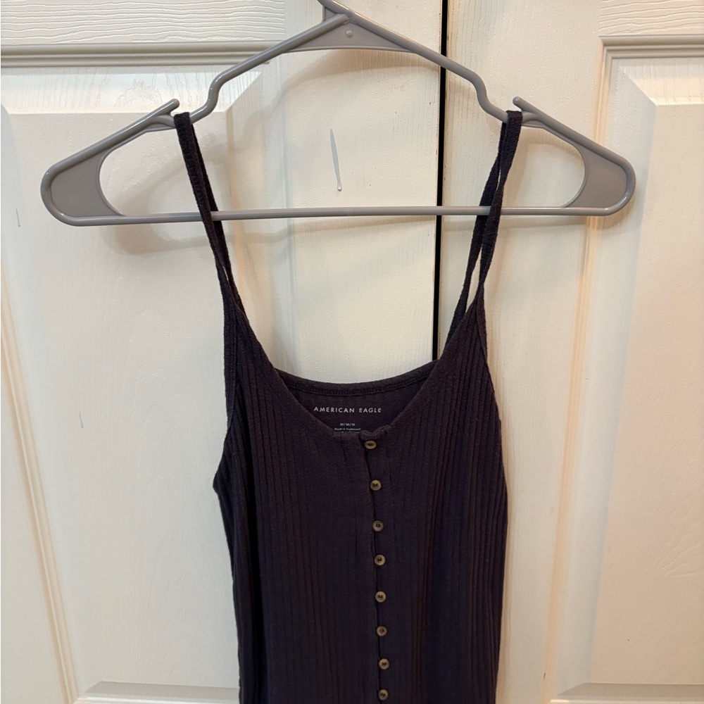 American Eagle Dark Purple Ribbed Tank Top